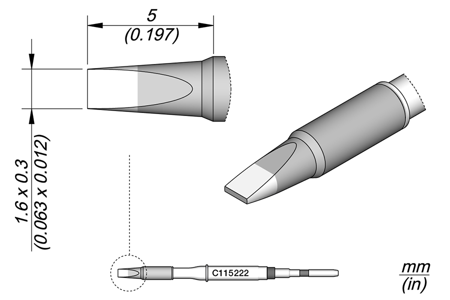 C115222 - Chisel Cartridge 1.6 x 0.3 HT